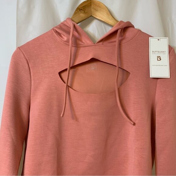 Buffbunny Collection Pink Cropped Hoodie Sweater with Cutout Medium NWT - Picture 2 of 6